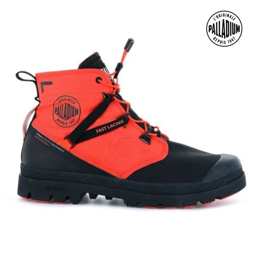 Orange / Black Palladium Pampa Travel Lite+ Waterproof Men's Boots | ZA-617PAJL