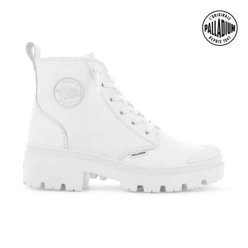 White Palladium Pallabase Leather Women's Boots | ZA-760VSRP