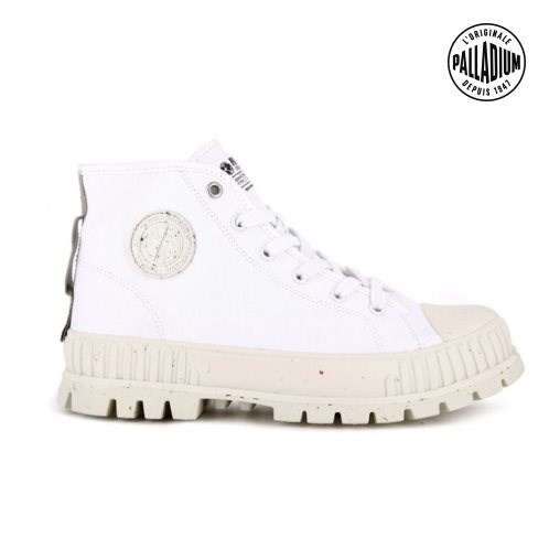 White Palladium Pallashock Mid Organic Men's Boots | ZA-952XWST